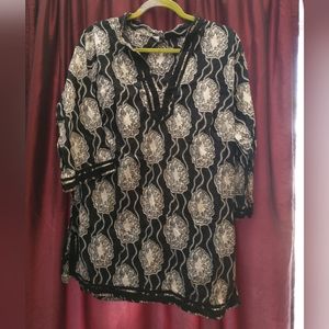 Eshe  black and white bohemian blouse 2x